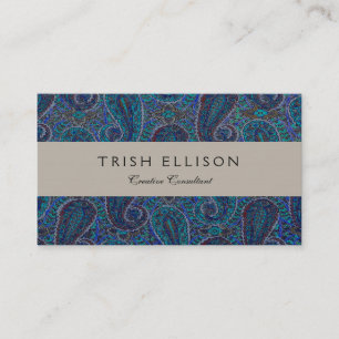 Paisley Blue Indian Boho Classic Vintage Business Card