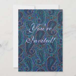 Paisley Blue Indian Boho Classic Vintage Invitation