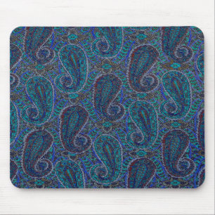 Paisley Blue Indian Boho Classic Vintage Mouse Pad