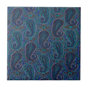Paisley Blue Indian Boho Classic Vintage Tile