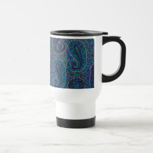 Paisley Blue Indian Boho Classic Vintage Travel Mug