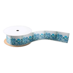 Paisley Blue Satin Ribbon
