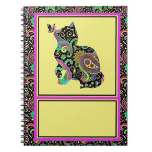 Paisley cat and butterfly notebook