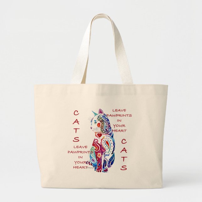 Paisley Cat Designs Large Tote Bag (Front)