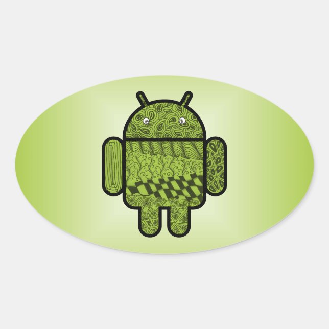 Paisley Character for the Android™ Robot Oval Sticker (Front)