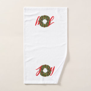 Paisley Christmas Wreath JOY Christmas Hand Towel