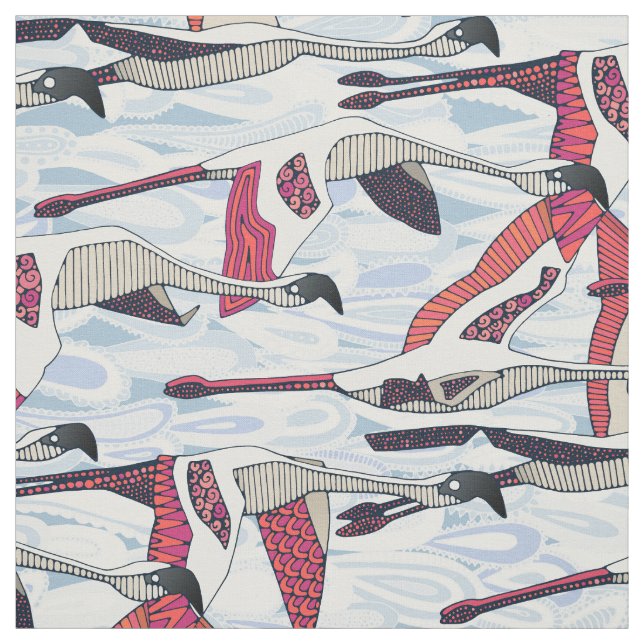 paisley cloud flamingo flock fabric (Swatch)