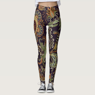 Paisley Colorful Textile: Ethnic Vintage Design Leggings