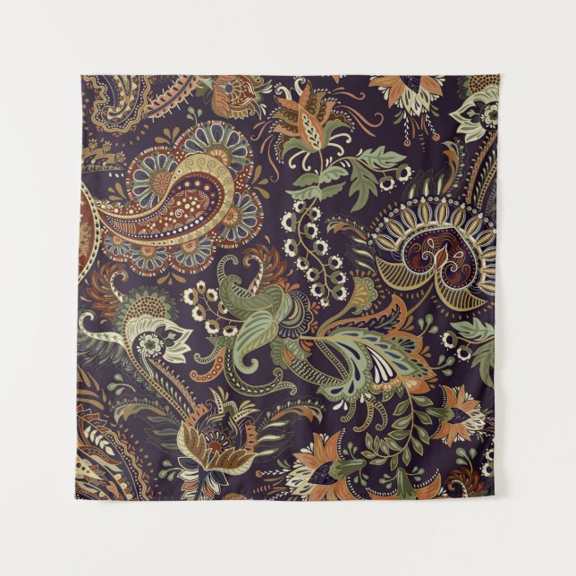 Paisley Colourful Textile: Ethnic Vintage Design Tapestry (Front)