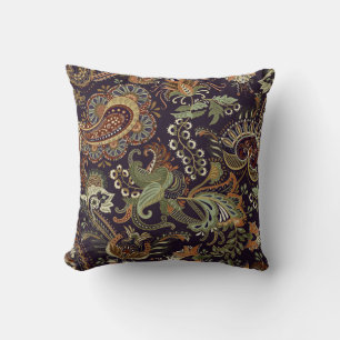 Paisley Colourful Textile: Ethnic Vintage Design Throw Pillow
