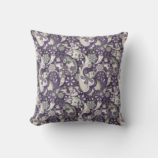Paisley Coussin à la menthe violette (Recto)