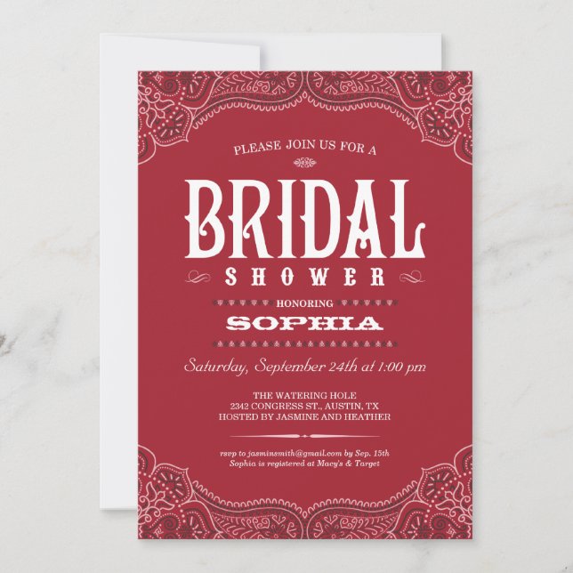 Paisley Cowgirl Bridal Shower Invitations (Front)