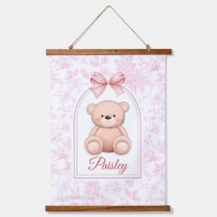 Paisley   Custom Pink Teddy Bear Nursery Design  Hanging Tapestry