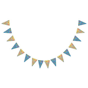 Paisley Cute Colourful 1st Birthday Party Bunting Flags