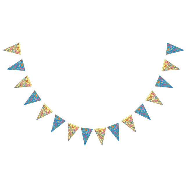 Paisley Cute Colourful 1st Birthday Party Bunting Flags (All)