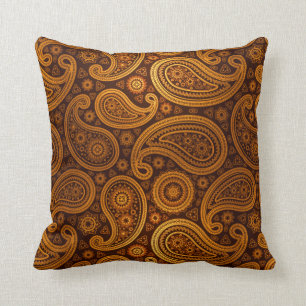 Paisley Deluxe   gold Throw Pillow