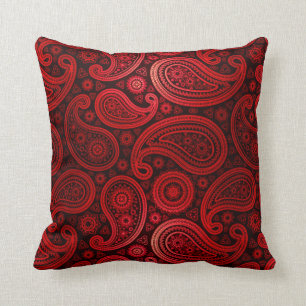 Paisley Deluxe   ruby red Throw Pillow