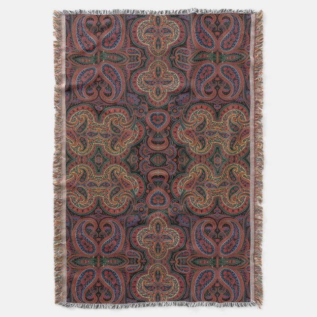 Paisley Design #4 at SusieJayne Throw Blanket (Front Vertical)