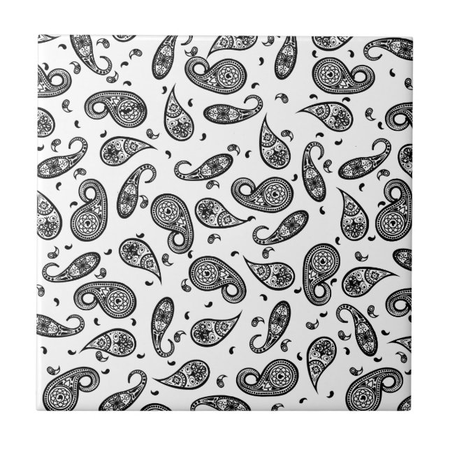 Paisley Design Customize colour background & Text Tile (Front)