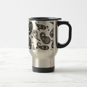Paisley Design Customize colour background & Text Travel Mug