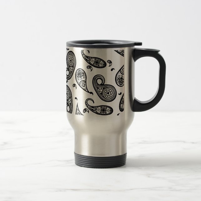 Paisley Design Customize colour background & Text Travel Mug (Right)