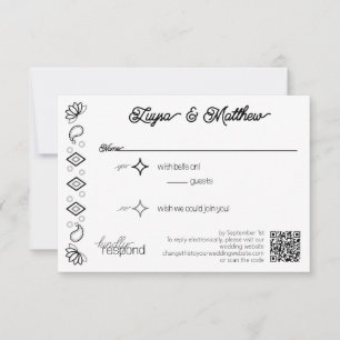 Paisley Diamond Simple Blanc Noir QR Code RSVP