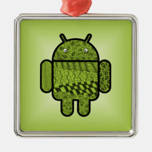 Paisley Doodle Character for Android™ Metal Ornament