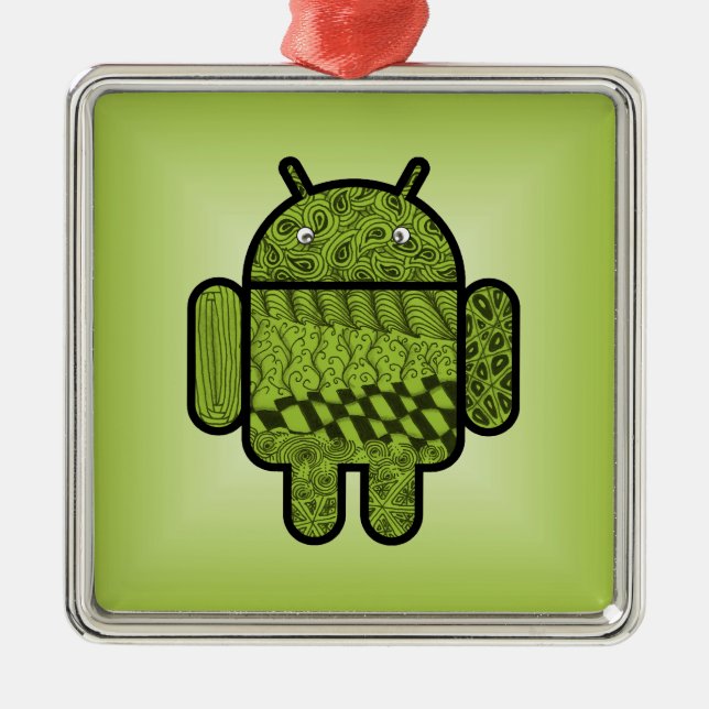 Paisley Doodle Character for Android™ Metal Ornament (Front)