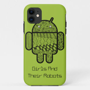Paisley Doodle Character for the Android™ robot iPhone 11 Case