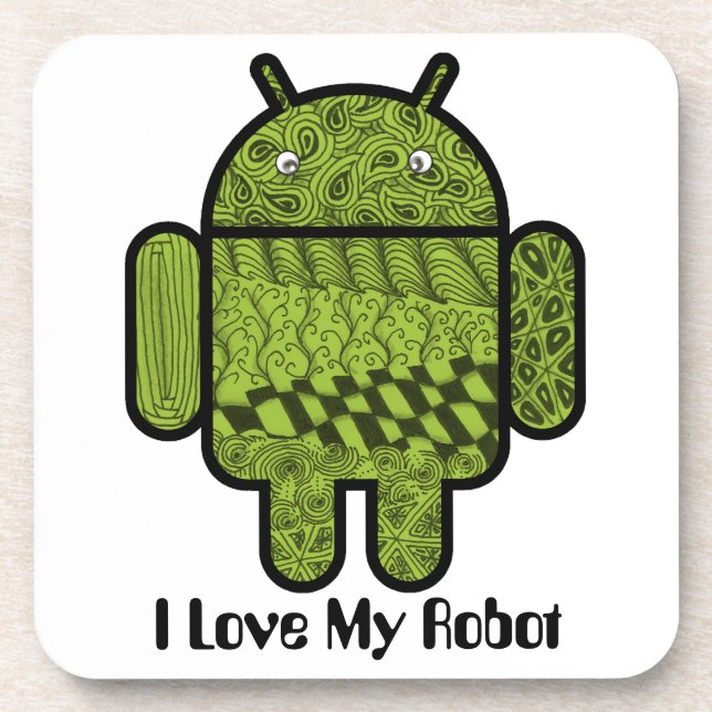 Paisley Doodle Character for the Android™ robot Coaster (Front)
