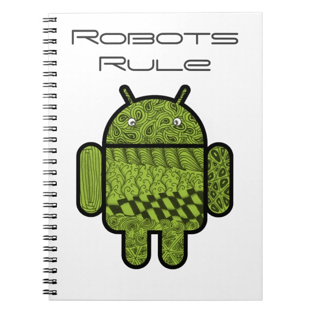 Paisley Doodle Character for the Android™ robot Notebook (Front)