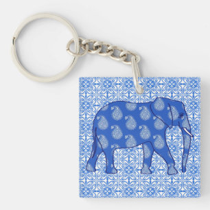 Paisley éléphant - bleu cobalt et blanc