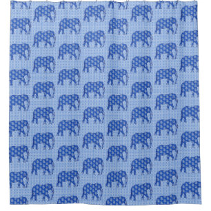 Paisley elephant - cobalt blue and white