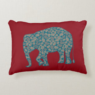 Paisley Elephant Custom Red Accent Pillow