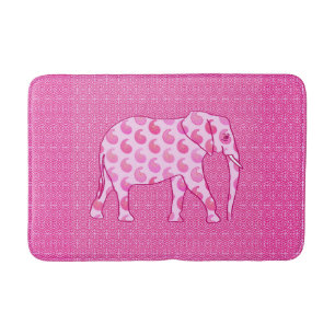 Paisley Elephant, Ice Pink and Fuchsia Bath Mat