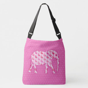 Paisley elephant - ice pink and fuchsia crossbody bag