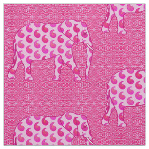 Paisley elephant - ice pink and fuchsia fabric