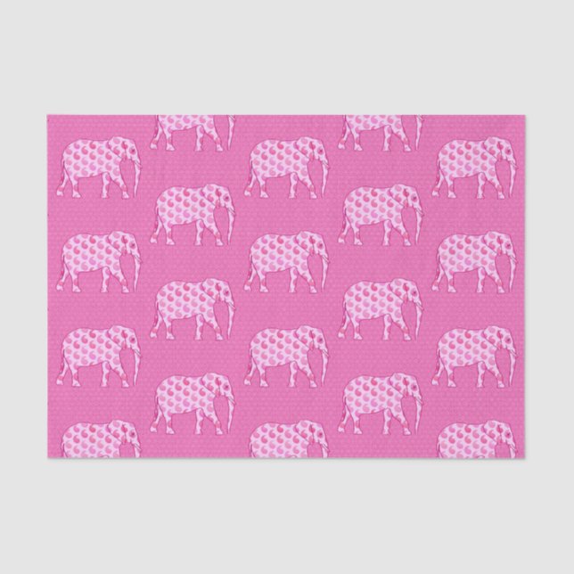 Paisley Elephant, Ice Pink and Fuchsia Tissue Paper (Front)