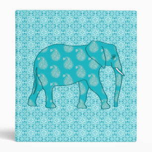 Paisley elephant - turquoise and aqua binder