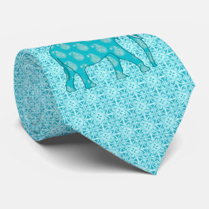 Paisley elephant - turquoise and aqua tie