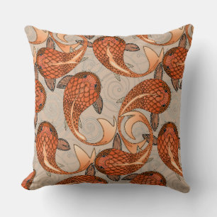 paisley fish bisque throw pillow