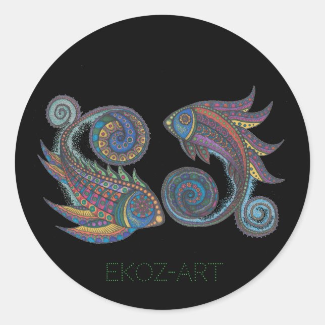 Paisley Fish Coloured Classic Round Sticker (Front)