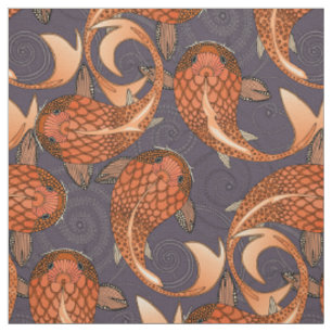 paisley fish dark plum fabric
