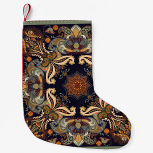 Paisley Floral: Batik Shawl Elegance. Small Christmas Stocking