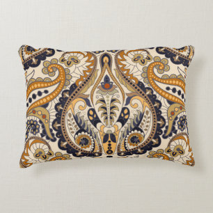 Paisley Floral: Colourful Seamless Design Accent Pillow