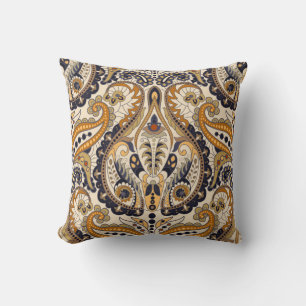 Paisley Floral: Colourful Seamless Design Throw Pillow