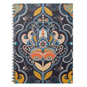 Paisley Floral: Dark Indian Pattern Notebook