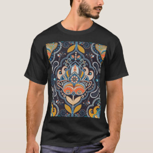 Paisley Floral: Dark Indian Pattern T-Shirt