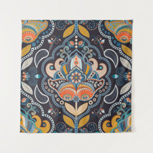 Paisley Floral: Dark Indian Pattern Tapestry