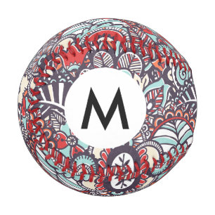 Paisley Floral Doodle Pattern Baseball